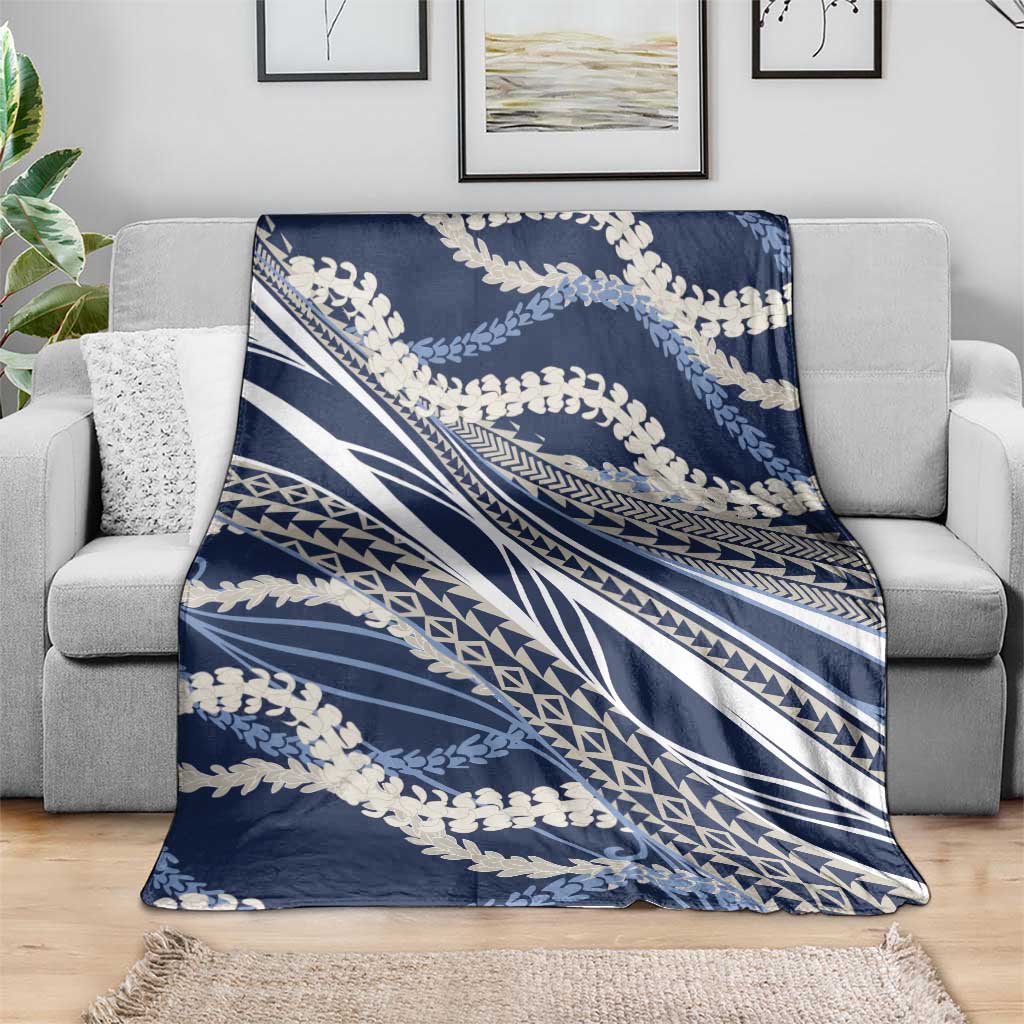 Polynesian Puakeniken Pikake Twisted Lei Blanket Navy Blue - Polynesian Pride