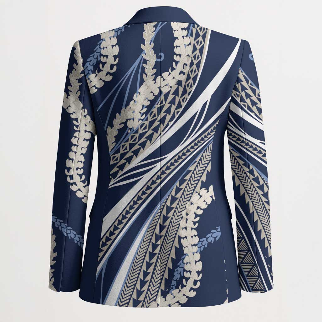 Polynesian Puakeniken Pikake Twisted Lei Blazer Navy Blue - Polynesian Pride