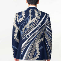 Polynesian Puakeniken Pikake Twisted Lei Blazer Navy Blue - Polynesian Pride