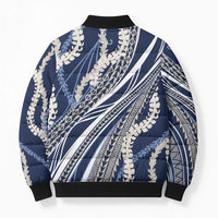 Polynesian Puakeniken Pikake Twisted Lei Bomber Puffer Jacket Navy Blue LT7 - Polynesian Pride