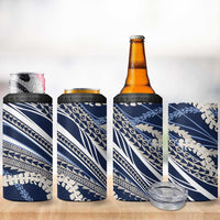 Polynesian Puakeniken Pikake Twisted Lei 4 in 1 Can Cooler Tumbler Navy Blue LT7 - Polynesian Pride