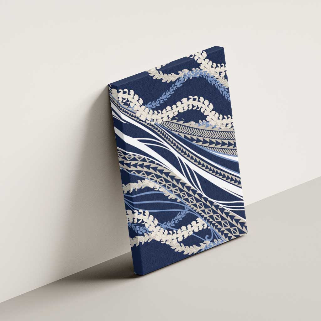 Polynesian Puakeniken Pikake Twisted Lei Canvas Wall Art Navy Blue LT7 - Polynesian Pride