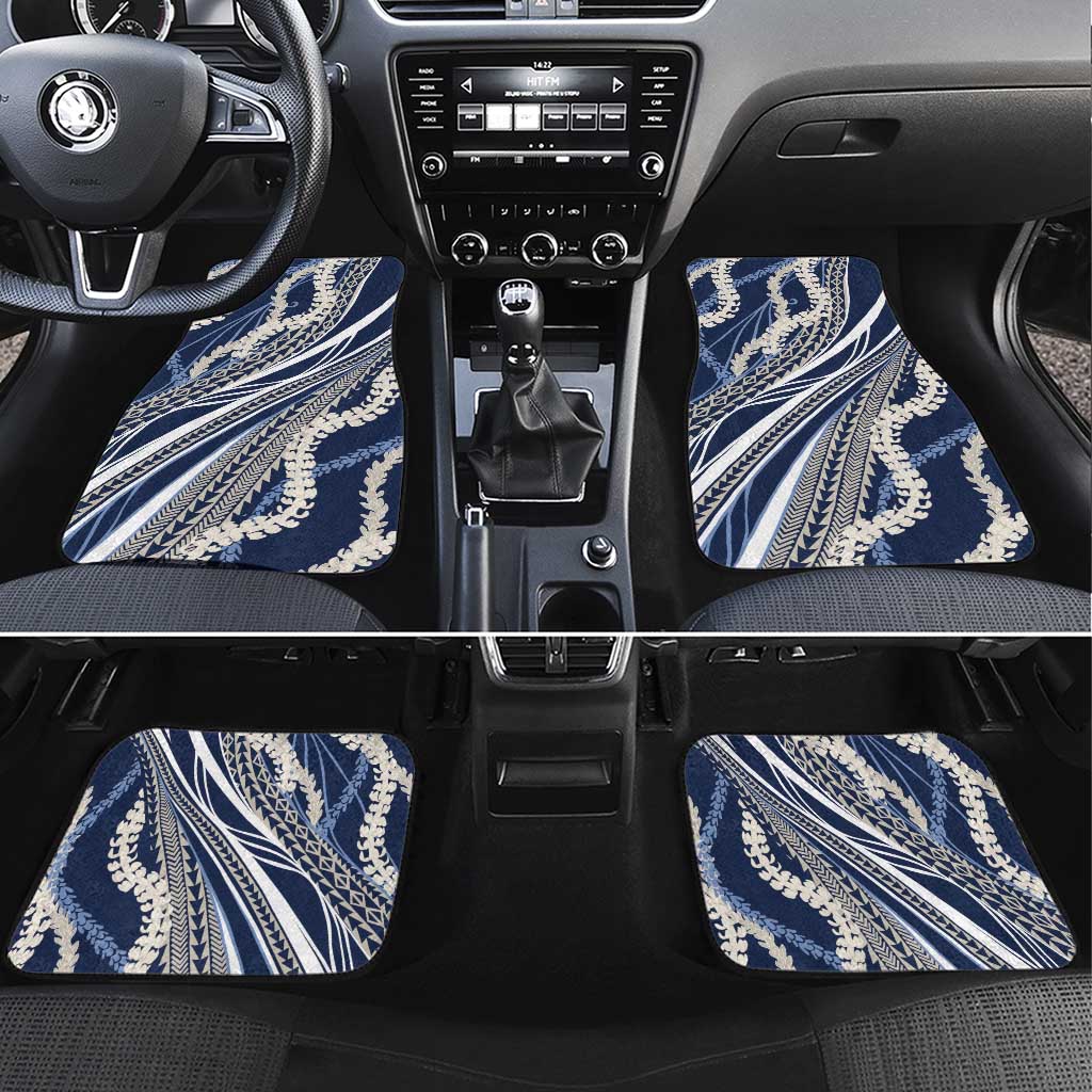 Polynesian Puakeniken Pikake Twisted Lei Car Mats Navy Blue LT7 Set 4pcs Navy Blue - Polynesian Pride