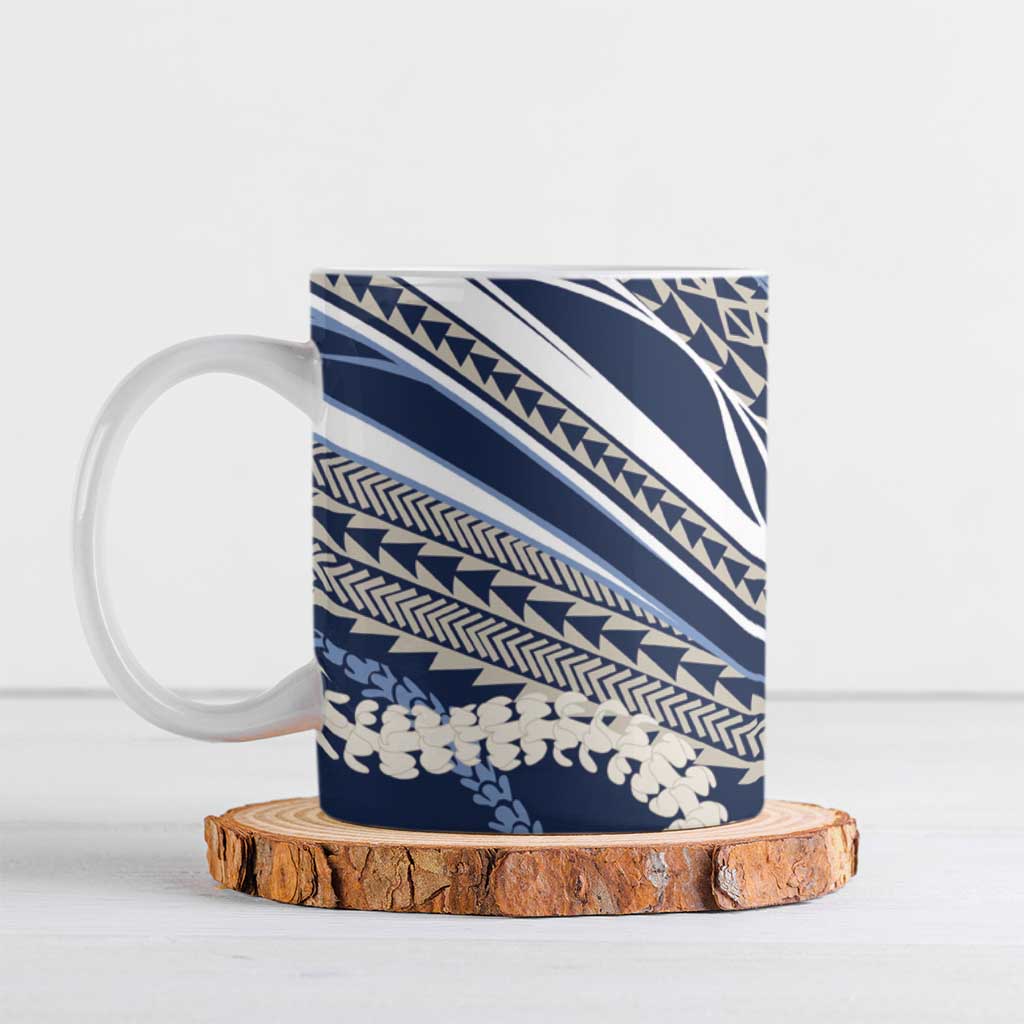 Polynesian Puakeniken Pikake Twisted Lei Ceramic Mug Navy Blue LT7 Navy Blue - Polynesian Pride