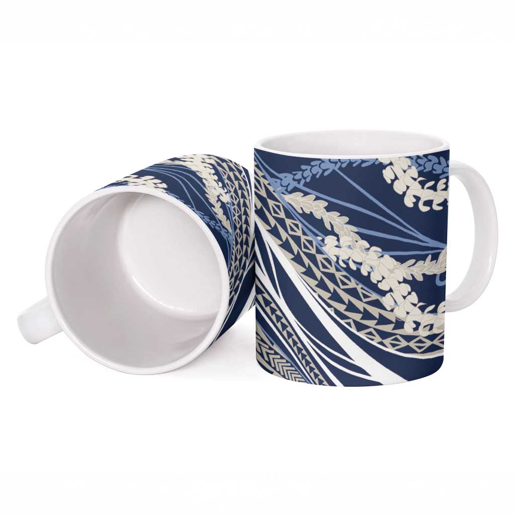 Polynesian Puakeniken Pikake Twisted Lei Ceramic Mug Navy Blue LT7 - Polynesian Pride