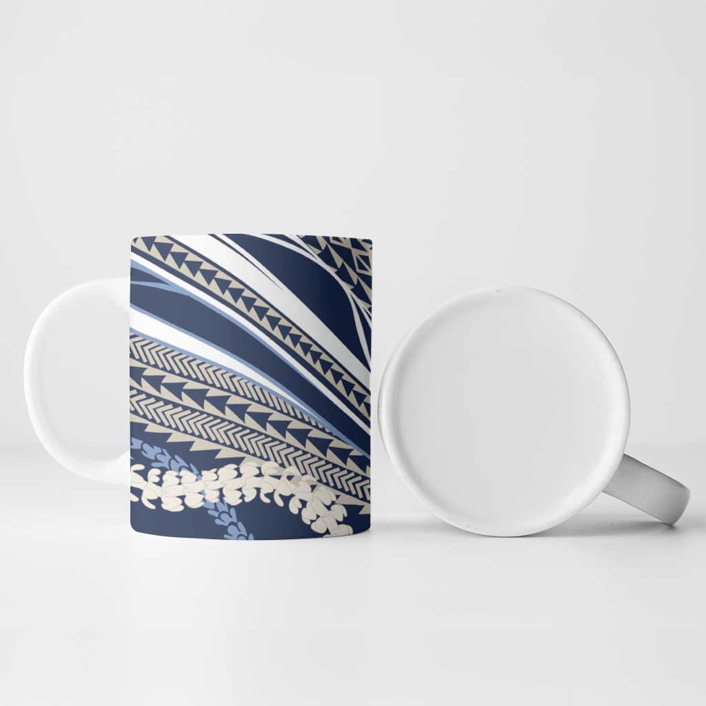 Polynesian Puakeniken Pikake Twisted Lei Ceramic Mug Navy Blue LT7 - Polynesian Pride