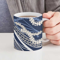 Polynesian Puakeniken Pikake Twisted Lei Ceramic Mug Navy Blue LT7 - Polynesian Pride