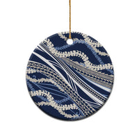 Polynesian Puakeniken Pikake Twisted Lei Ceramic Ornament Navy Blue - Polynesian Pride