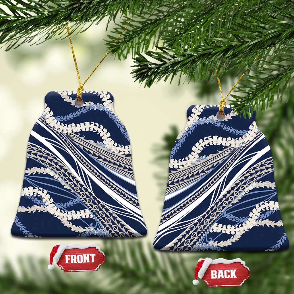 Polynesian Puakeniken Pikake Twisted Lei Ceramic Ornament Navy Blue - Polynesian Pride
