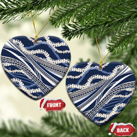 Polynesian Puakeniken Pikake Twisted Lei Ceramic Ornament Navy Blue - Polynesian Pride