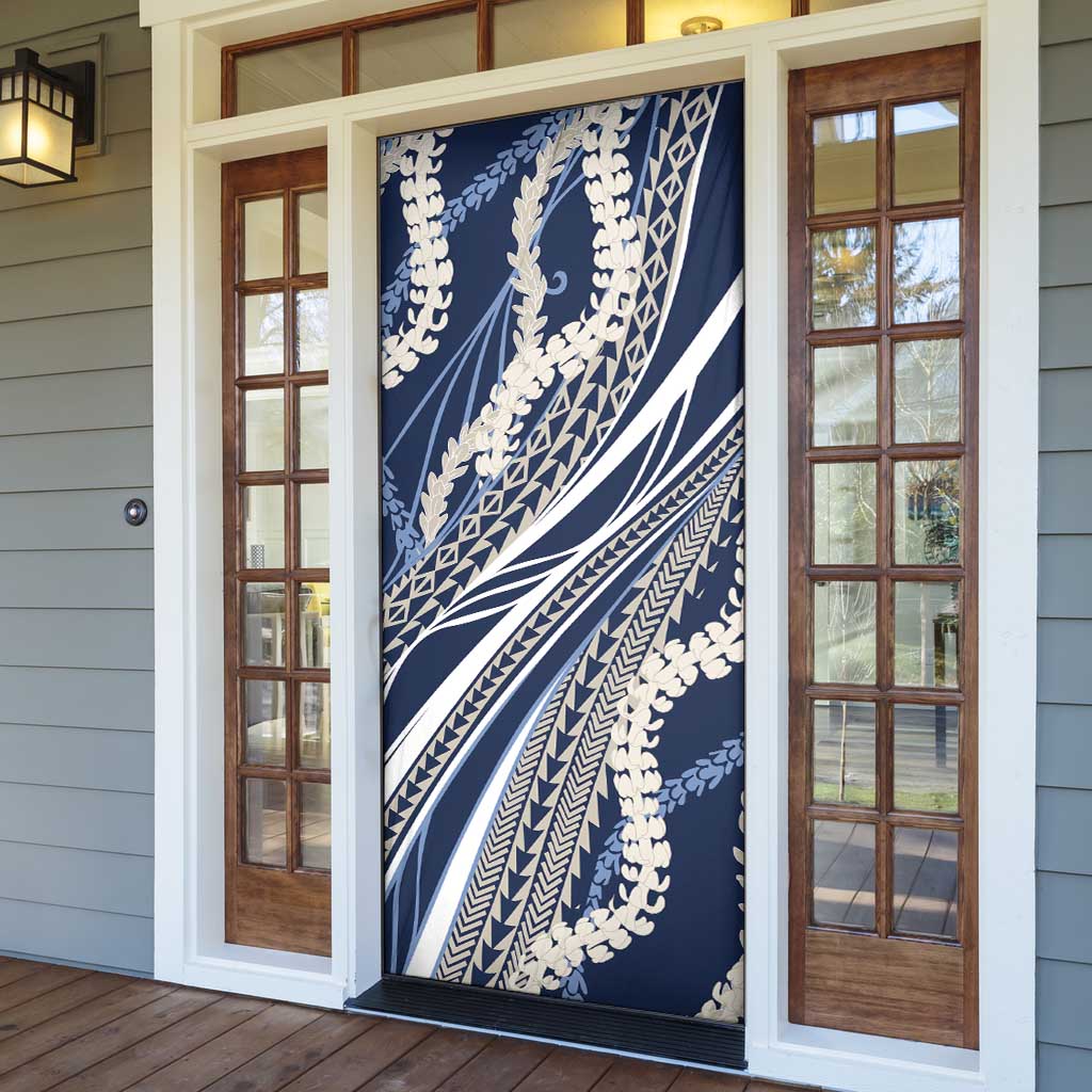 Polynesian Puakeniken Pikake Twisted Lei Door Cover Navy Blue LT7 - Polynesian Pride