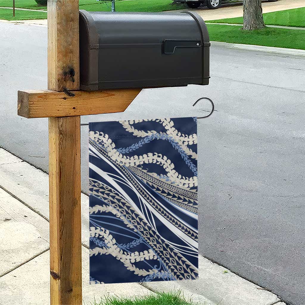 Polynesian Puakeniken Pikake Twisted Lei Garden Flag Navy Blue - Polynesian Pride