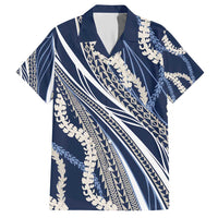 Polynesian Puakeniken Pikake Twisted Lei Hawaiian Shirt Navy Blue - Polynesian Pride