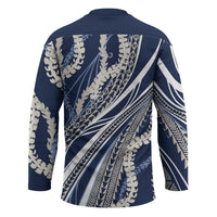Polynesian Puakeniken Pikake Twisted Lei Hockey Jersey Navy Blue - Polynesian Pride