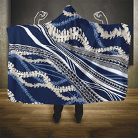 Polynesian Puakeniken Pikake Twisted Lei Hooded Blanket Navy Blue LT7 - Polynesian Pride