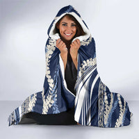 Polynesian Puakeniken Pikake Twisted Lei Hooded Blanket Navy Blue LT7 - Polynesian Pride