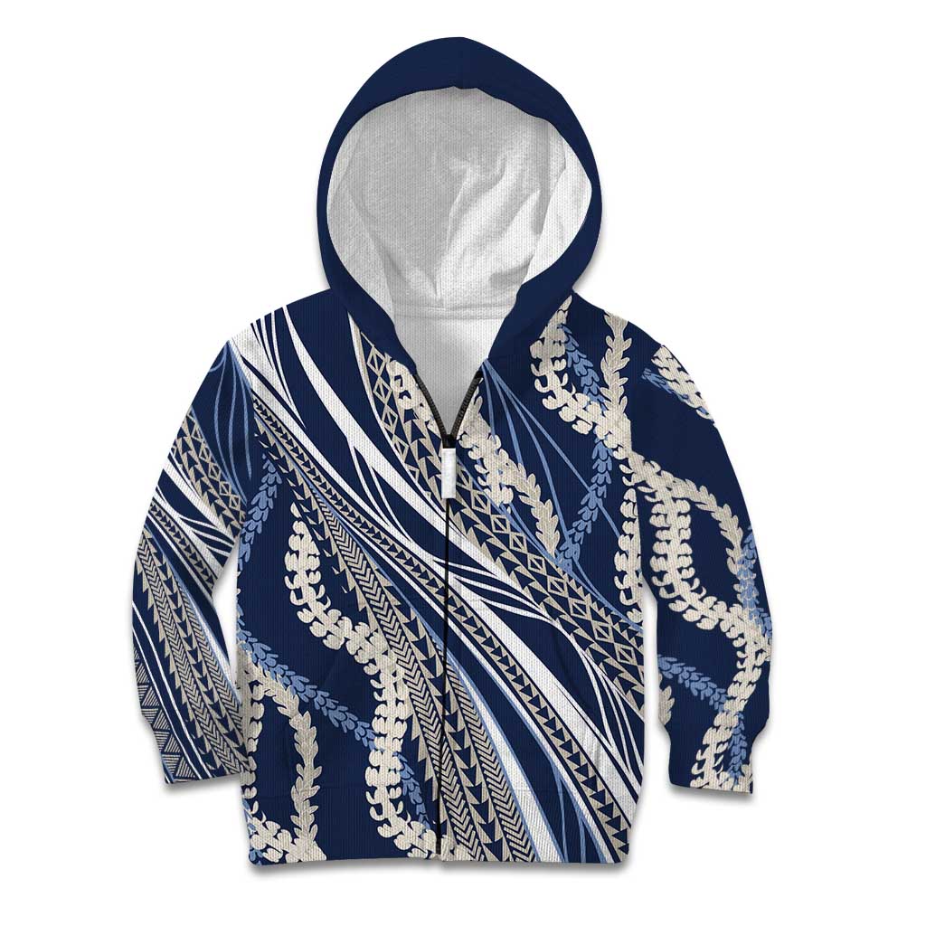 Polynesian Puakeniken Pikake Twisted Lei Kid Hoodie Navy Blue - Polynesian Pride