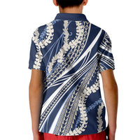 Polynesian Puakeniken Pikake Twisted Lei Kid Polo Shirt Navy Blue LT7 - Polynesian Pride