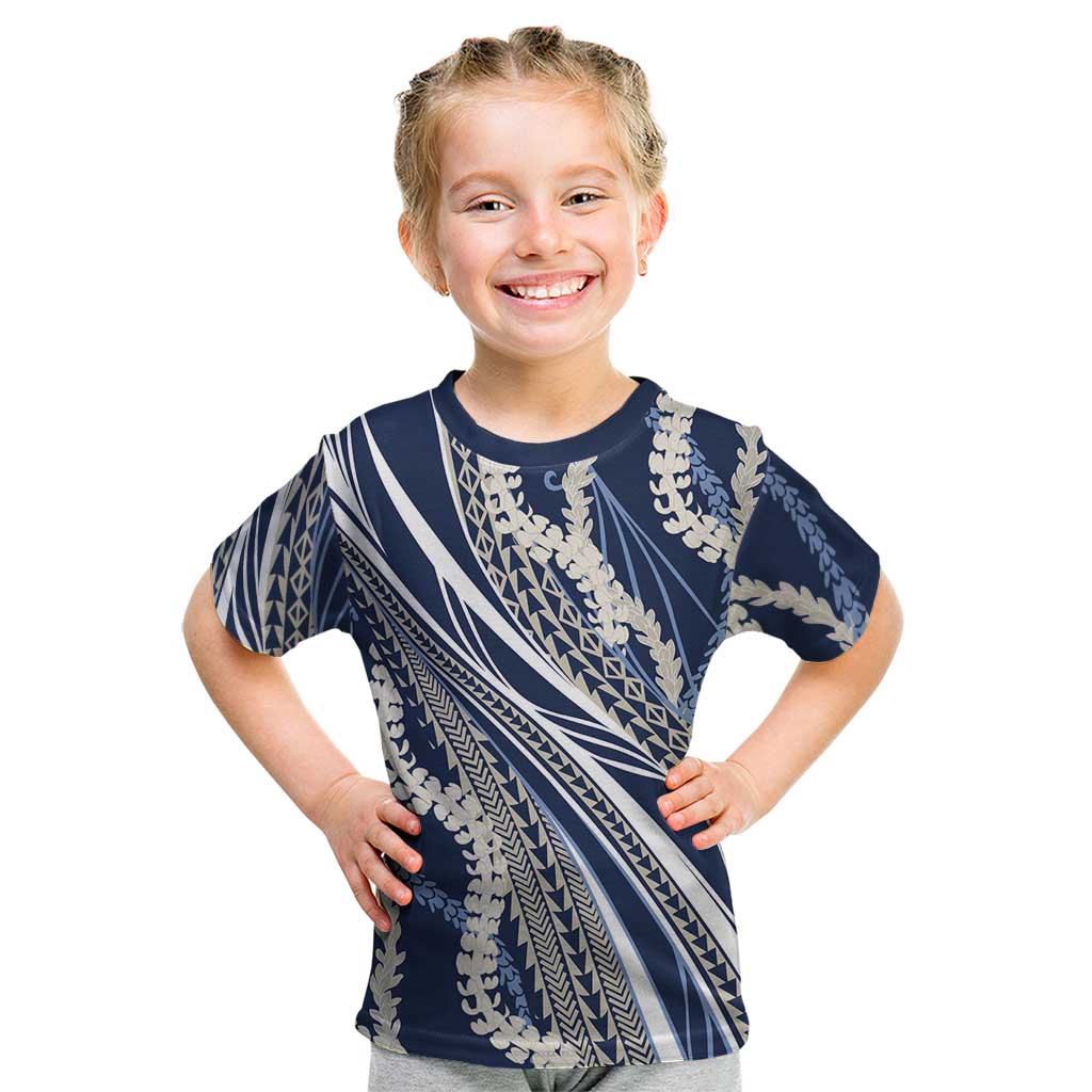 Polynesian Puakeniken Pikake Twisted Lei Kid T Shirt Navy Blue LT7 Navy Blue - Polynesian Pride