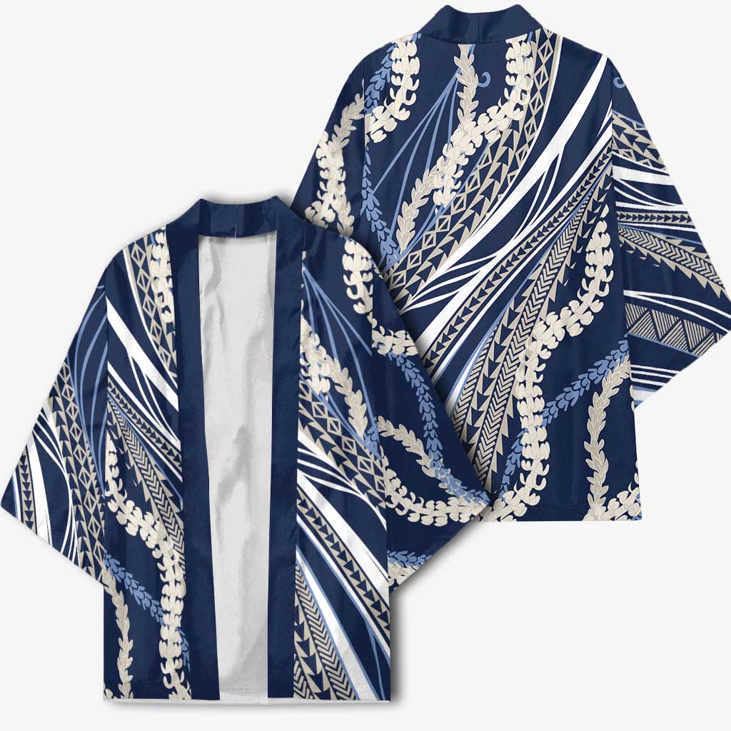 Polynesian Puakeniken Pikake Twisted Lei Kimono Navy Blue - Polynesian Pride