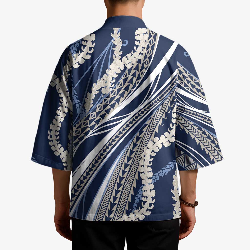 Polynesian Puakeniken Pikake Twisted Lei Kimono Navy Blue - Polynesian Pride