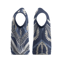 Polynesian Puakeniken Pikake Twisted Lei Christmas Knitted V-Neck Vest Navy Blue - Polynesian Pride