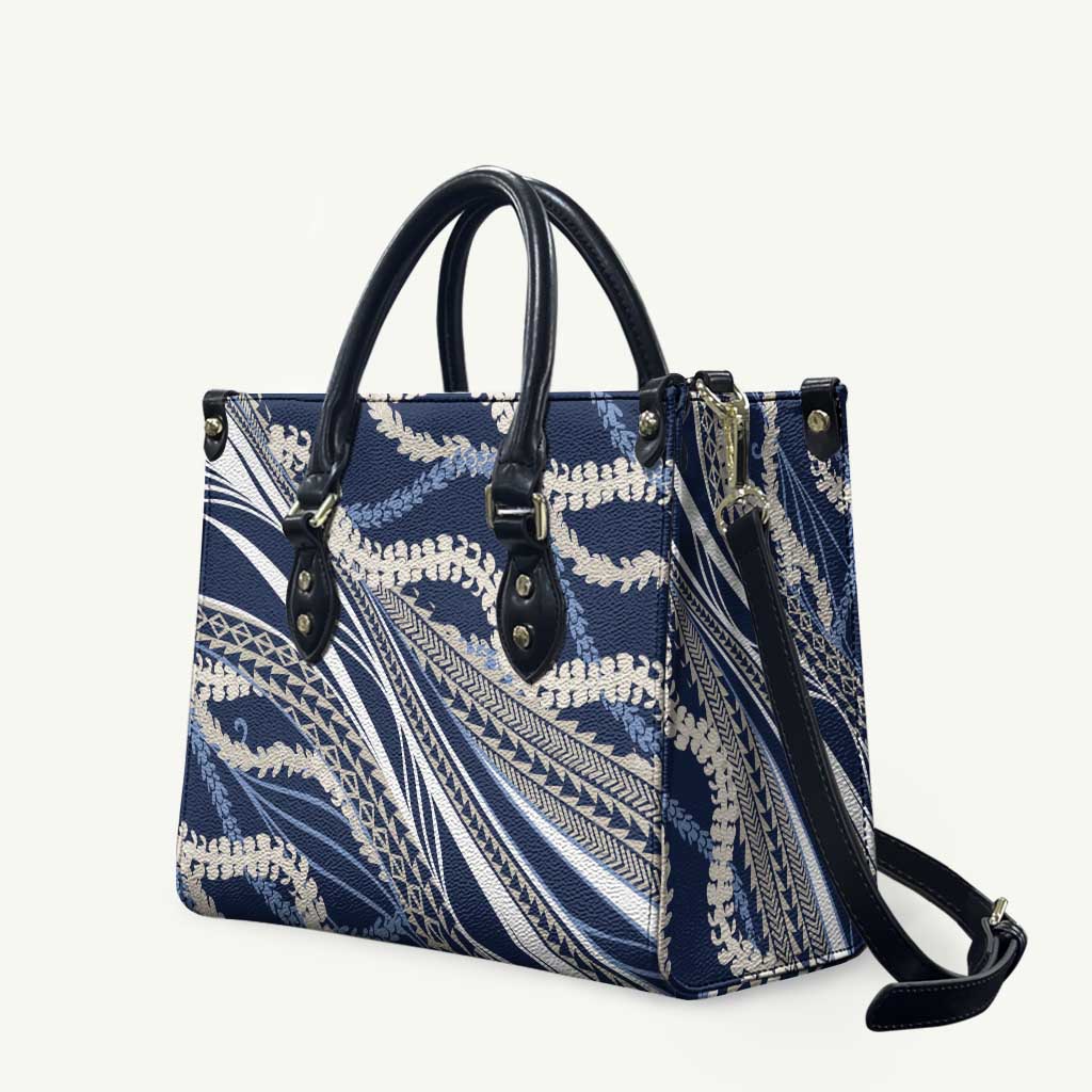 Polynesian Puakeniken Pikake Twisted Lei Leather Bag Navy Blue LT7 Navy Blue - Polynesian Pride