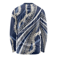 Polynesian Puakeniken Pikake Twisted Lei Long Sleeve Shirt Navy Blue LT7 - Polynesian Pride