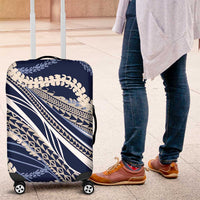 Polynesian Puakeniken Pikake Twisted Lei Luggage Cover Navy Blue - Polynesian Pride