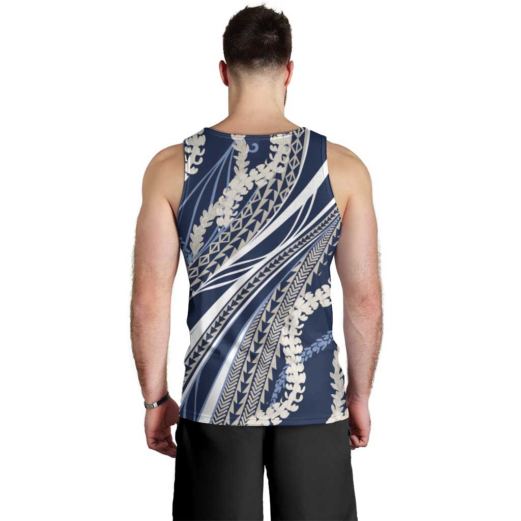 Polynesian Puakeniken Pikake Twisted Lei Men Tank Top Navy Blue LT7 - Polynesian Pride