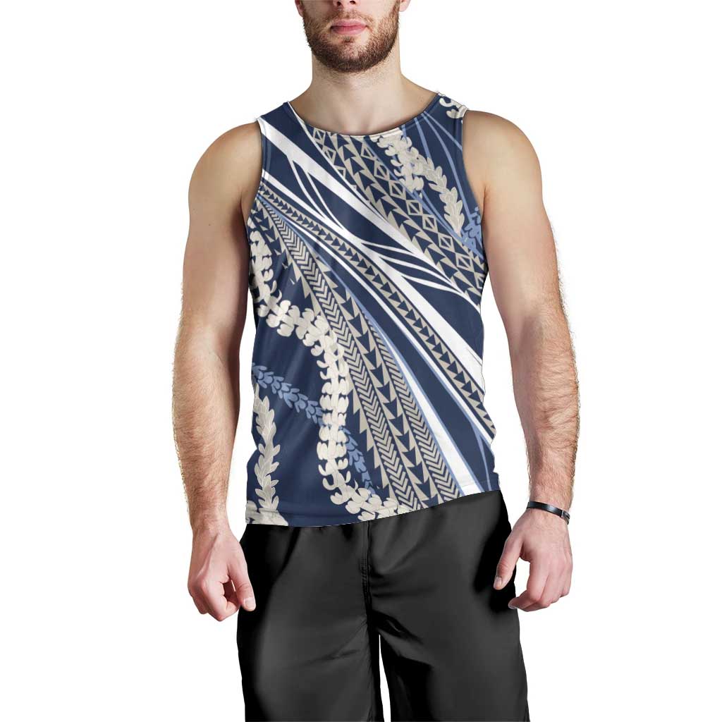Polynesian Puakeniken Pikake Twisted Lei Men Tank Top Navy Blue LT7 - Polynesian Pride