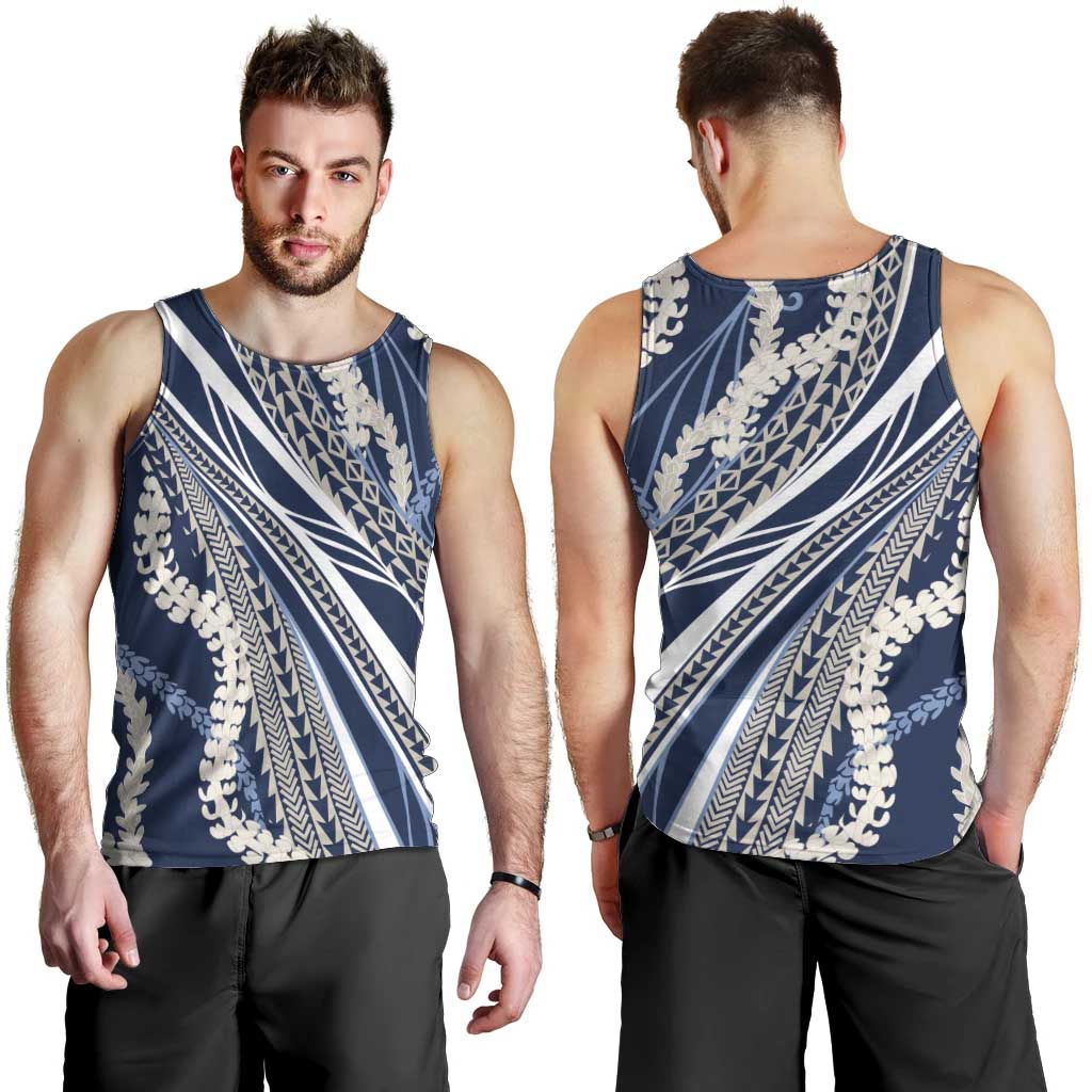 Polynesian Puakeniken Pikake Twisted Lei Men Tank Top Navy Blue LT7 - Polynesian Pride