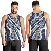 Polynesian Puakeniken Pikake Twisted Lei Men Tank Top Navy Blue LT7 - Polynesian Pride