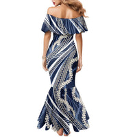 Polynesian Puakeniken Pikake Twisted Lei Mermaid Dress Navy Blue LT7 - Polynesian Pride
