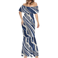 Polynesian Puakeniken Pikake Twisted Lei Mermaid Dress Navy Blue LT7 - Polynesian Pride
