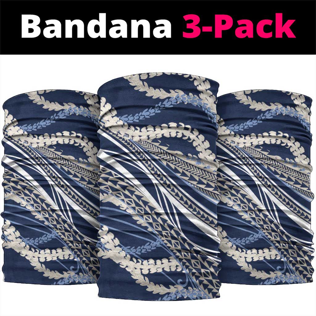 Polynesian Puakeniken Pikake Twisted Lei Neck Gaiter Navy Blue - Polynesian Pride