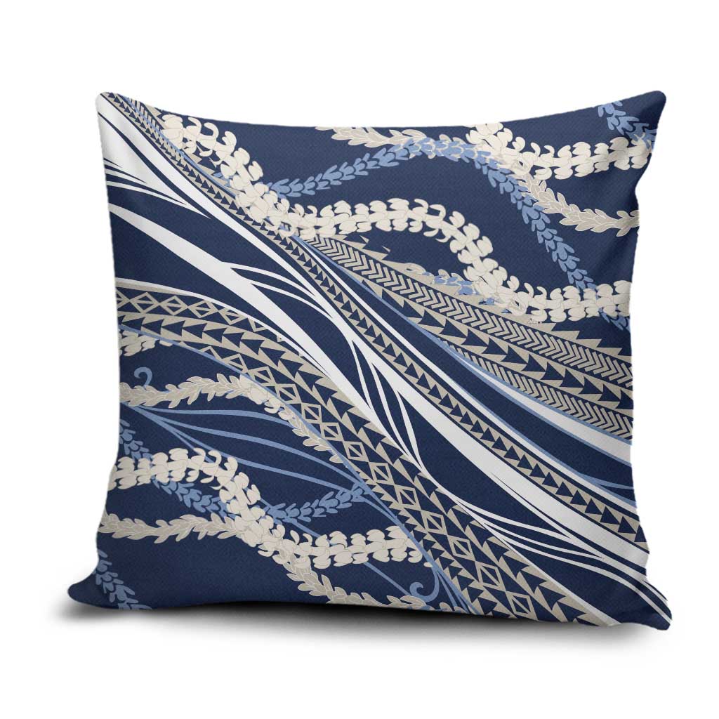 Polynesian Puakeniken Pikake Twisted Lei Pillow Cover Navy Blue - Polynesian Pride