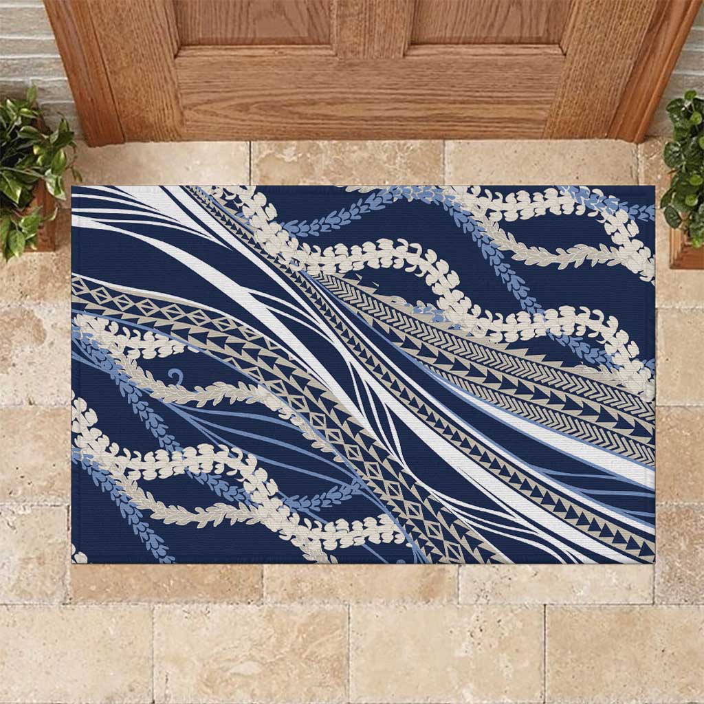 Polynesian Puakeniken Pikake Twisted Lei Rubber Doormat Navy Blue LT7 Navy Blue - Polynesian Pride