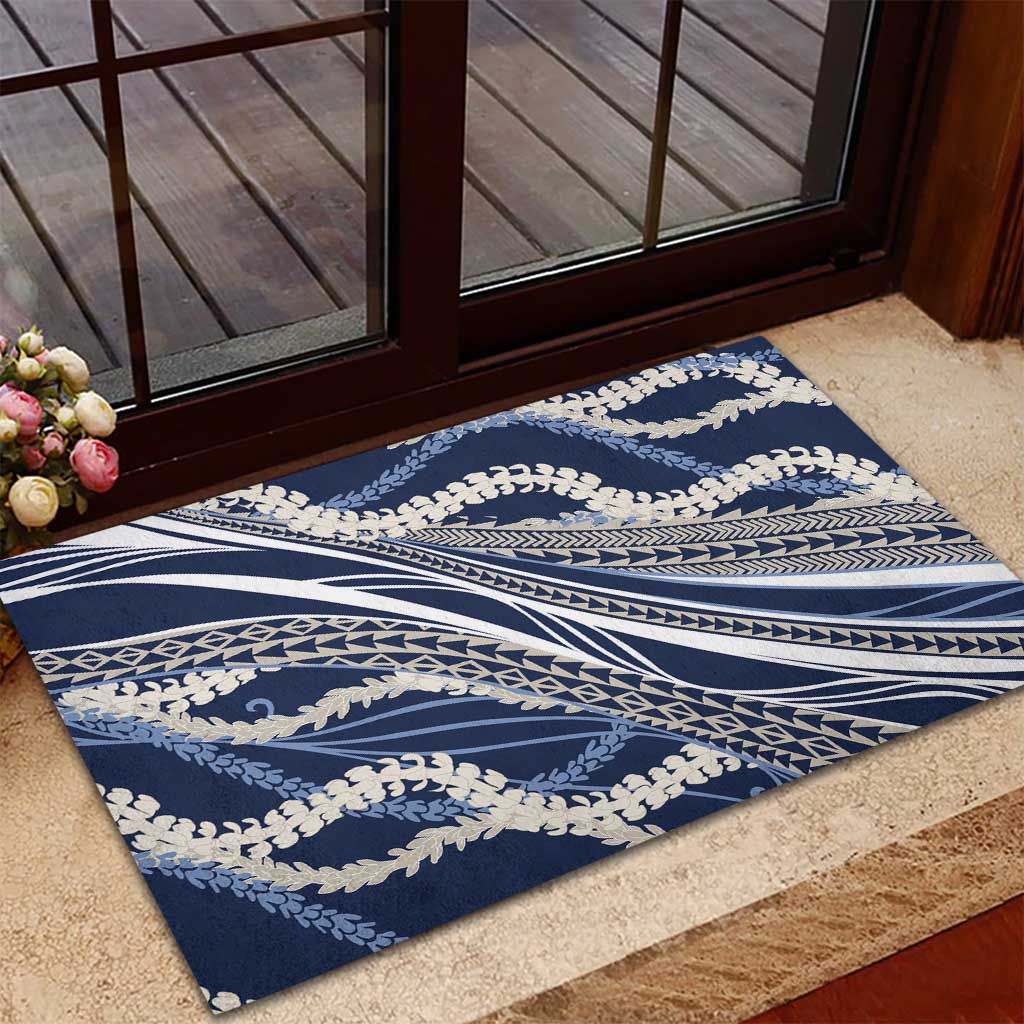 Polynesian Puakeniken Pikake Twisted Lei Rubber Doormat Navy Blue LT7 - Polynesian Pride