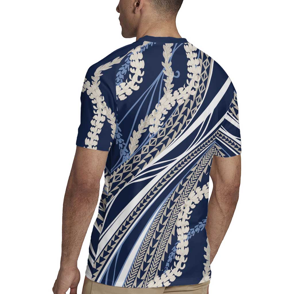 Polynesian Puakeniken Pikake Twisted Lei Rugby Jersey Navy Blue - Polynesian Pride