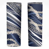 Polynesian Puakeniken Pikake Twisted Lei Skinny Tumbler Navy Blue LT7 Navy Blue - Polynesian Pride