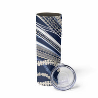 Polynesian Puakeniken Pikake Twisted Lei Skinny Tumbler Navy Blue LT7 - Polynesian Pride