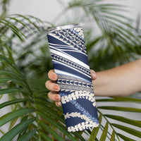 Polynesian Puakeniken Pikake Twisted Lei Skinny Tumbler Navy Blue LT7 - Polynesian Pride