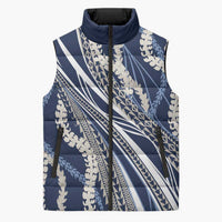 Polynesian Puakeniken Pikake Twisted Lei Sleeveless Puffer Jacket Navy Blue LT7 Unisex Navy Blue - Polynesian Pride
