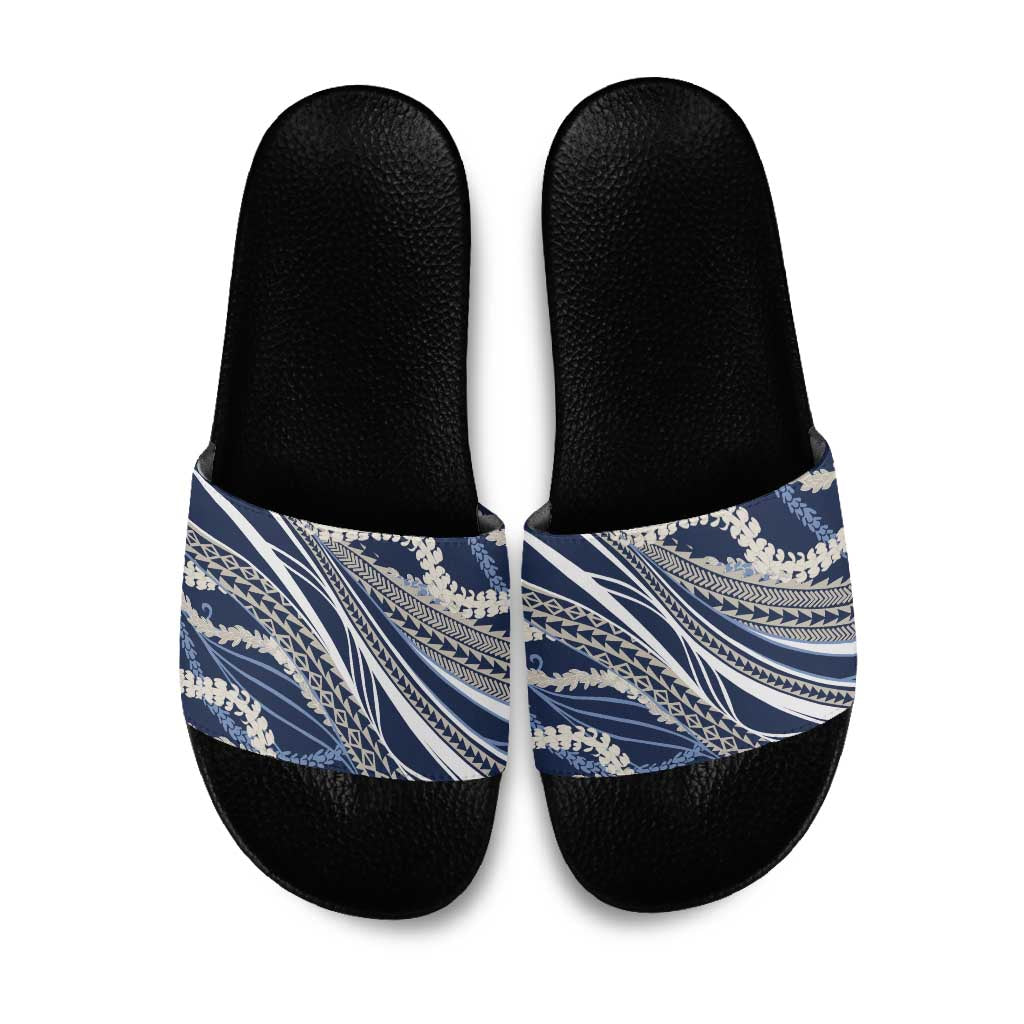 Polynesian Puakeniken Pikake Twisted Lei Slide Sandals Navy Blue LT7 Navy Blue - Polynesian Pride