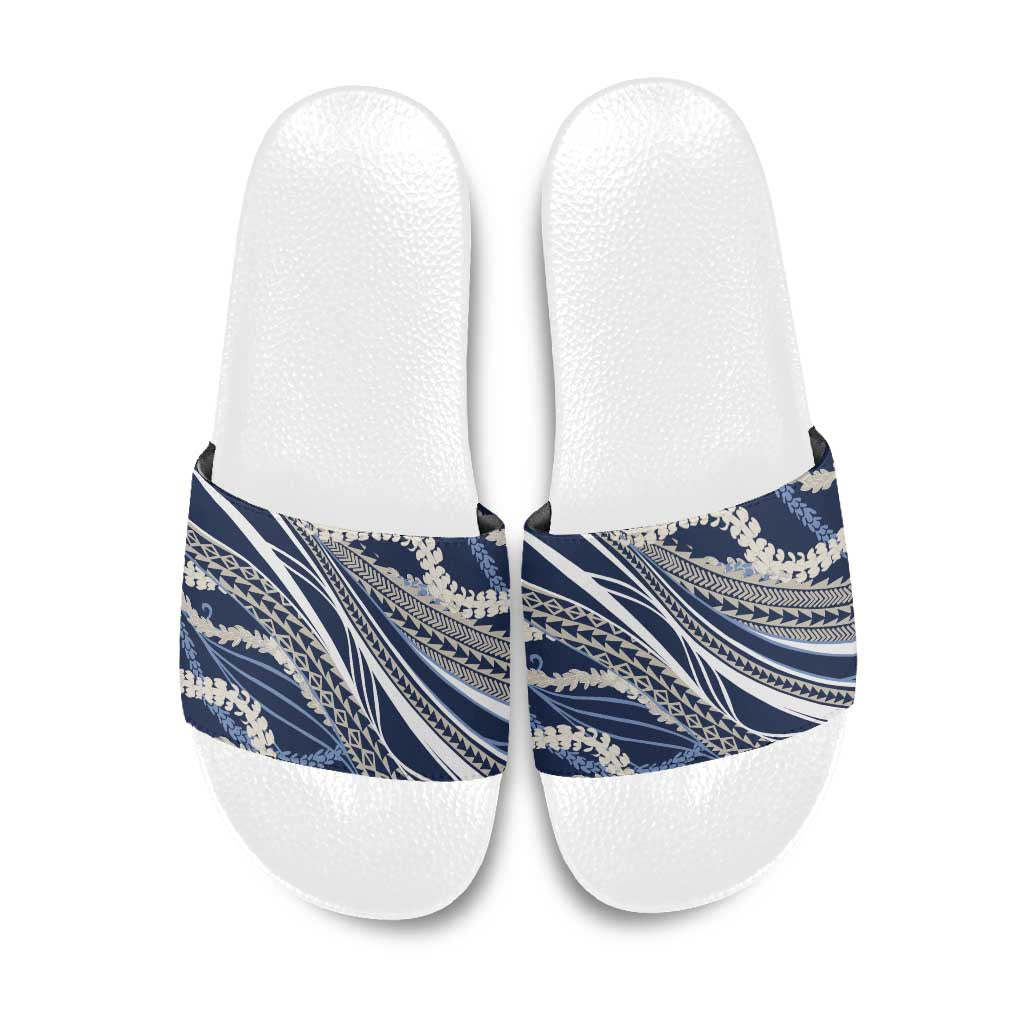 Polynesian Puakeniken Pikake Twisted Lei Slide Sandals Navy Blue LT7 Navy Blue - Polynesian Pride