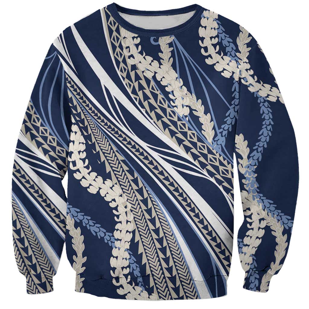 Polynesian Puakeniken Pikake Twisted Lei Sweatshirt Navy Blue LT7 Unisex Navy Blue - Polynesian Pride