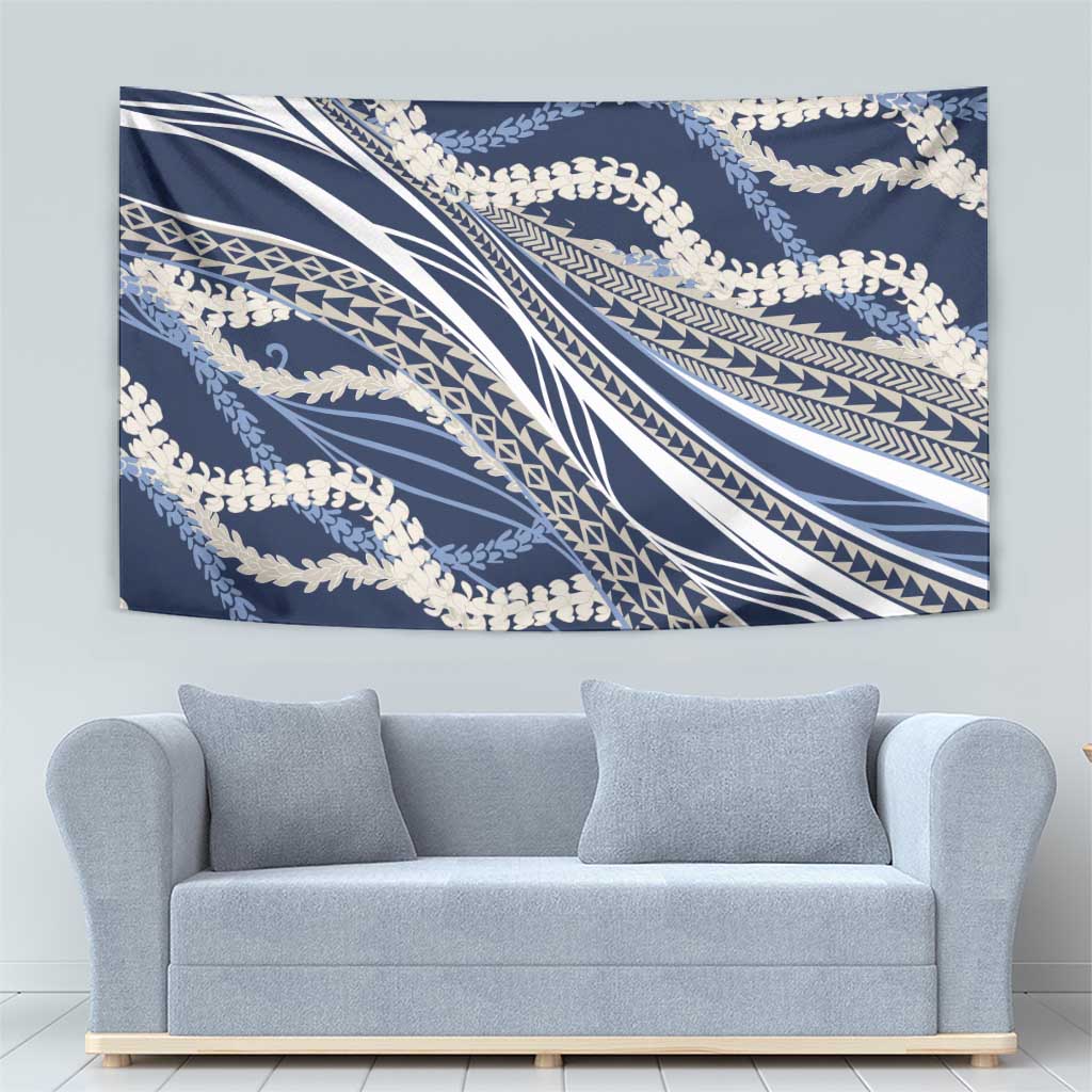 Polynesian Puakeniken Pikake Twisted Lei Tapestry Navy Blue - Polynesian Pride