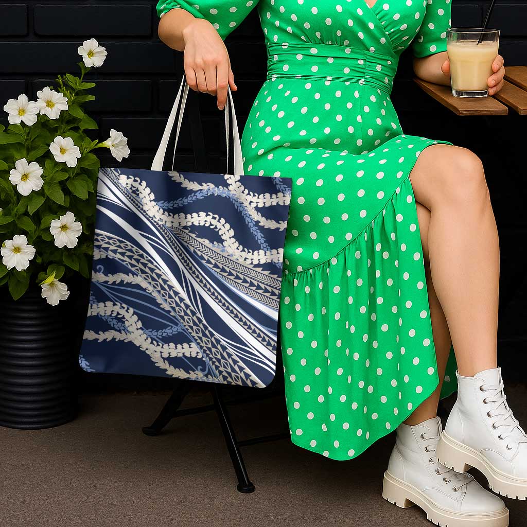 Polynesian Puakeniken Pikake Twisted Lei Tote Bag Navy Blue - Polynesian Pride