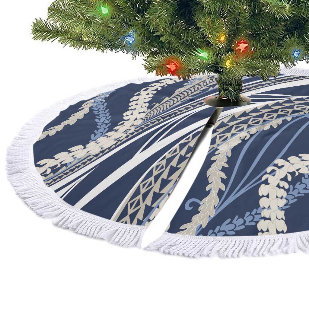 Polynesian Puakeniken Pikake Twisted Lei Tree Skirt Navy Blue LT7 - Polynesian Pride